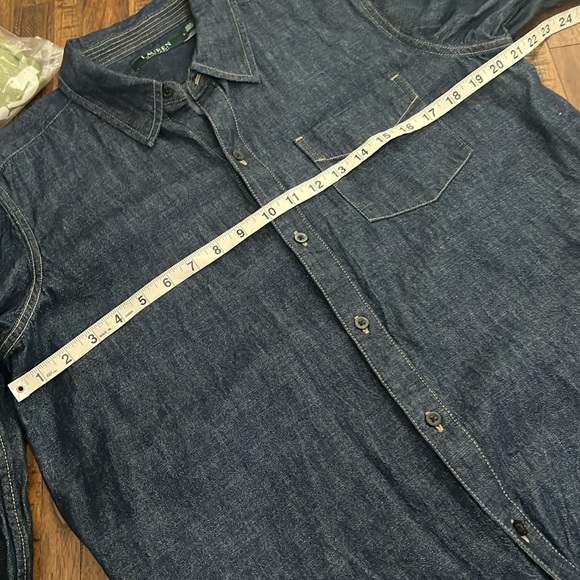 Lauren Ralph Lauren Denim Shirt Dress front button med to dark wash SZ Large - Picture 8 of 13